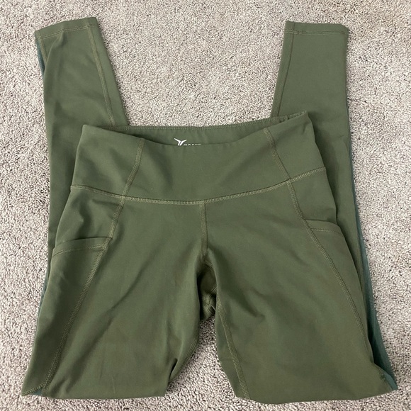 Old Navy Go Dry olive green side mesh panel active leggings S - Picture 1 of 6